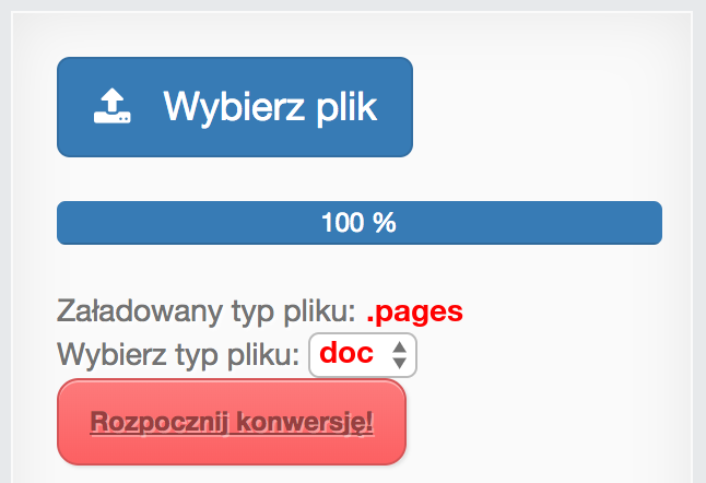 Konwertuj PAGES na DOC online